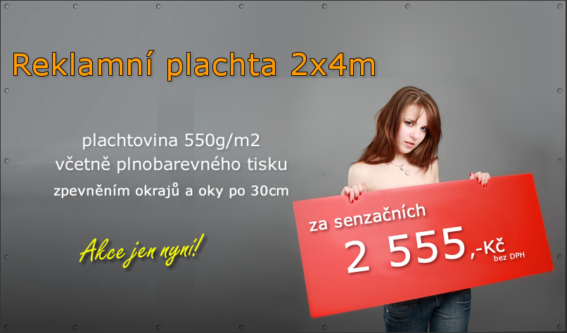 Reklamní plachta banner 2x2m, plachtovina 550g